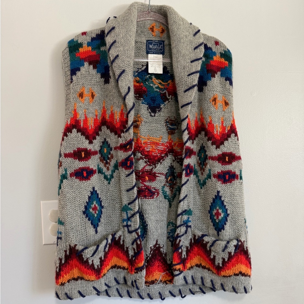 Vintage Woolrich Gray and Blue Knit Vest